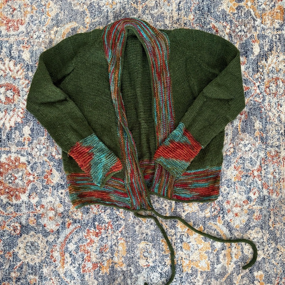 Multicolor Open Front Cardigan Sweater